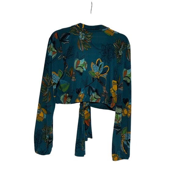 Floral Teal Two-Piece Dress with Long Sleeve Top By Iman Size L #D-6-6-0 - Picture 11 of 15